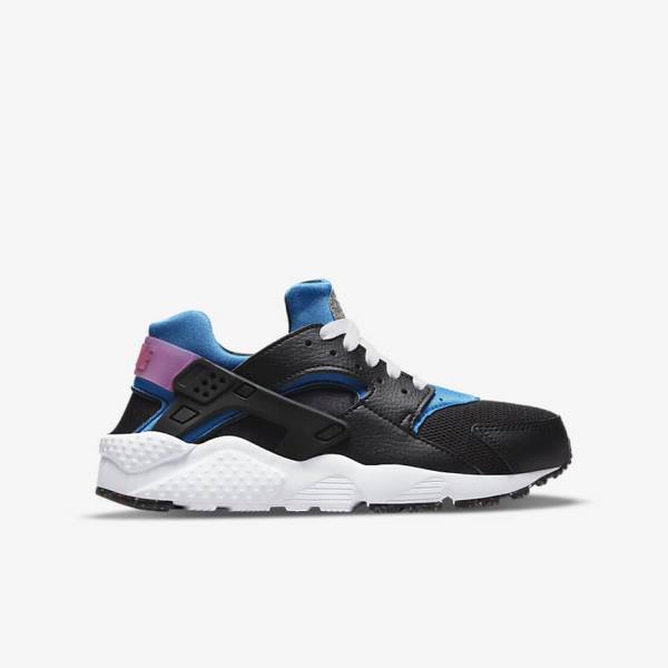 Kids' Nike Huarache Run Older Sneakers Black / Light Blue / Pink / Mint | NK237JZU