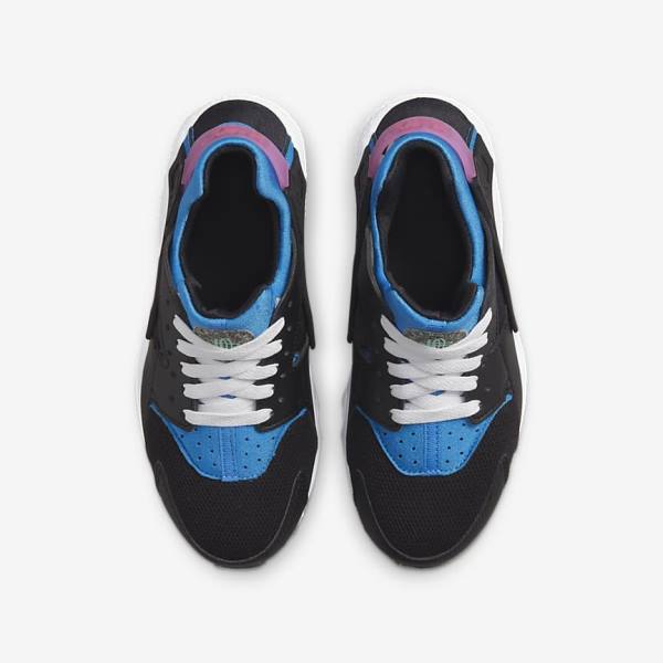 Kids' Nike Huarache Run Older Sneakers Black / Light Blue / Pink / Mint | NK237JZU