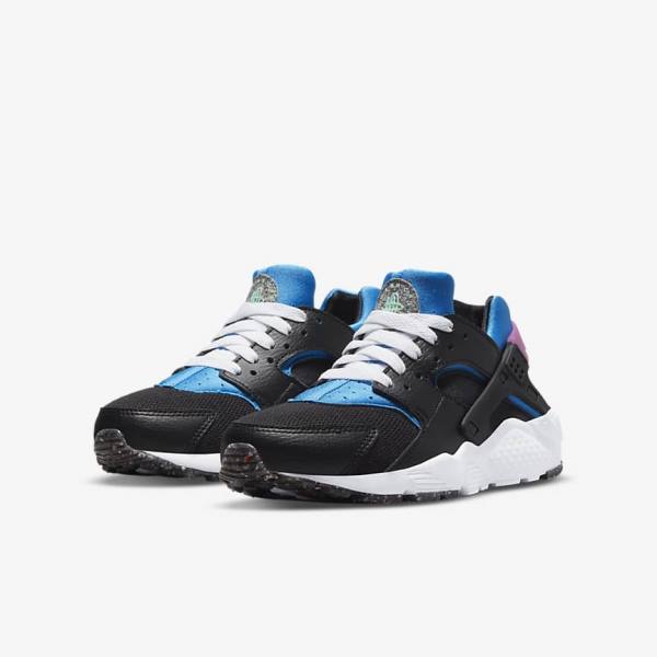 Kids' Nike Huarache Run Older Sneakers Black / Light Blue / Pink / Mint | NK237JZU