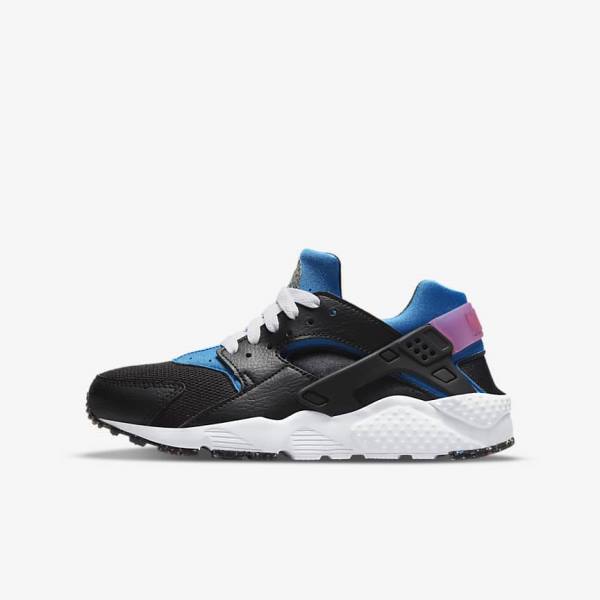 Kids\' Nike Huarache Run Older Sneakers Black / Light Blue / Pink / Mint | NK237JZU