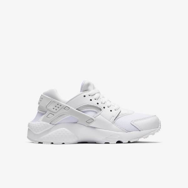 Kids' Nike Huarache Run Older Sneakers White / Platinum / White | NK183BTX