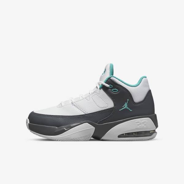 Kids\' Nike Jordan Max Aura 3 Older Jordan Shoes White / Grey / Turquoise | NK936VLY