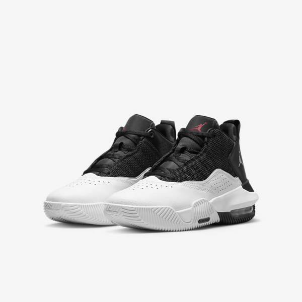 Kids' Nike Jordan Stay Loyal Older Jordan Shoes Black / White / Metal Silver / Red | NK089LMW