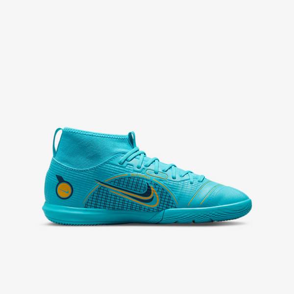 Kids' Nike Jr. Mercurial Superfly 8 Academy IC Younger and Older Indoor Court Football Shoes Blue / Orange | NK946FRQ