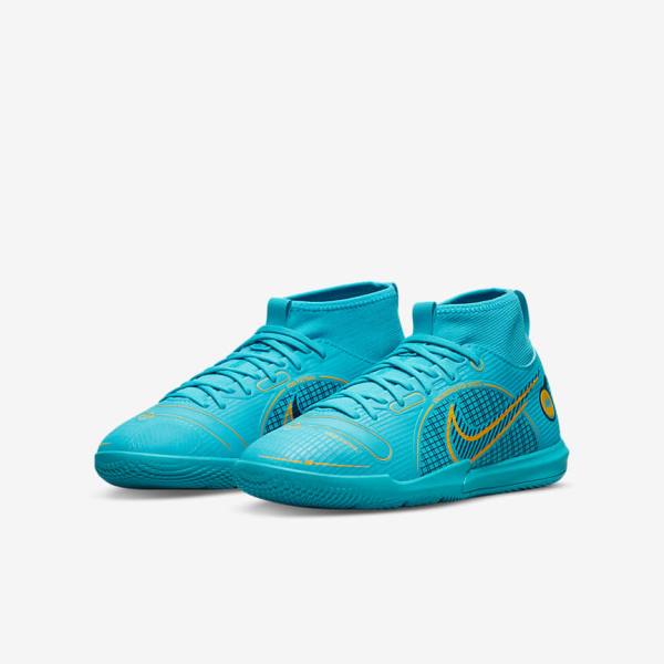 Kids' Nike Jr. Mercurial Superfly 8 Academy IC Younger and Older Indoor Court Football Shoes Blue / Orange | NK946FRQ