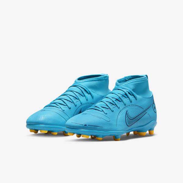 Kids' Nike Jr. Mercurial Superfly 8 Club MG Older Multi-Ground Football Shoes Blue / Orange | NK429ZAJ