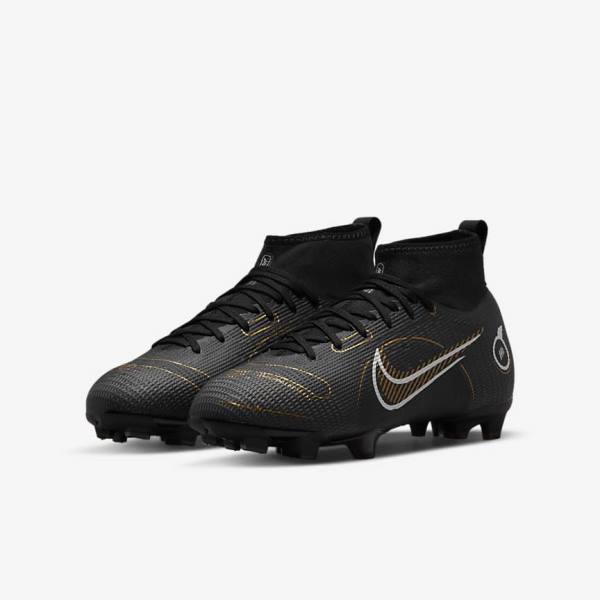 Kids' Nike Jr. Mercurial Superfly 8 Pro FG Younger and Older Firm-Grounds Football Shoes Black / Metal Silver / Grey / Metal Gold | NK701VKA