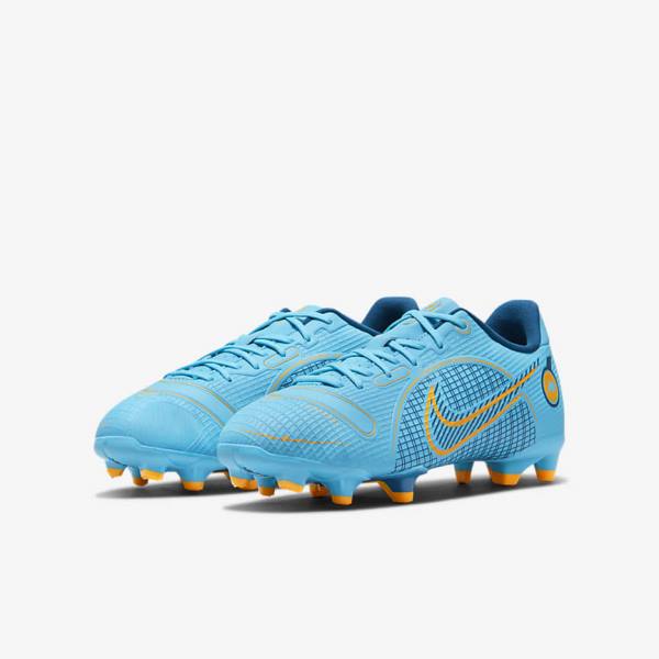 Kids' Nike Jr. Mercurial Vapor 14 Academy MG Older Multi-Ground Football Shoes Blue / Orange | NK593WMH