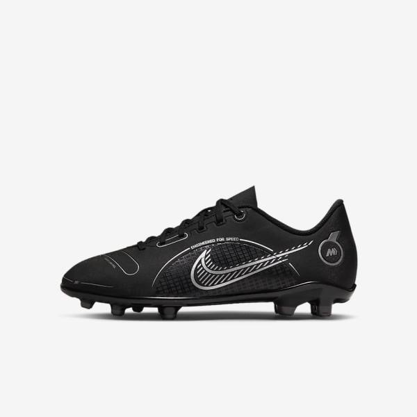 Kids\' Nike Jr. Mercurial Vapor 14 Club MG Older Multi-Ground Football Shoes Black / Grey / Metal Silver | NK054VSY