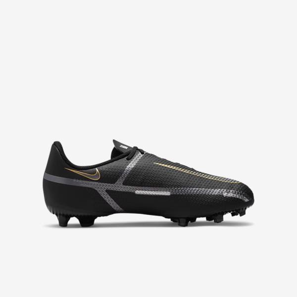 Kids' Nike Jr. Phantom GT2 Academy MG Older Multi-Ground Football Shoes Black / Metal Gold / Dark Grey / Metal Dark Grey | NK204XCP