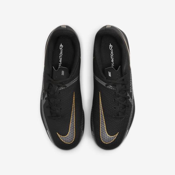 Kids' Nike Jr. Phantom GT2 Academy MG Older Multi-Ground Football Shoes Black / Metal Gold / Dark Grey / Metal Dark Grey | NK204XCP