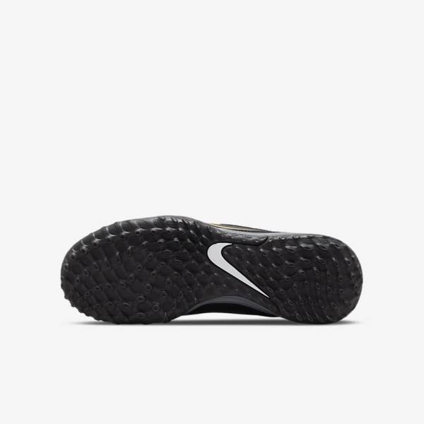 Kids' Nike Jr. Tiempo Legend 9 Academy TF Older Turf Football Shoes Black / Dark Grey / Metal Gold / Black | NK506EMQ