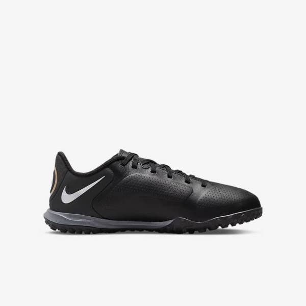 Kids' Nike Jr. Tiempo Legend 9 Academy TF Older Turf Football Shoes Black / Dark Grey / Metal Gold / Black | NK506EMQ