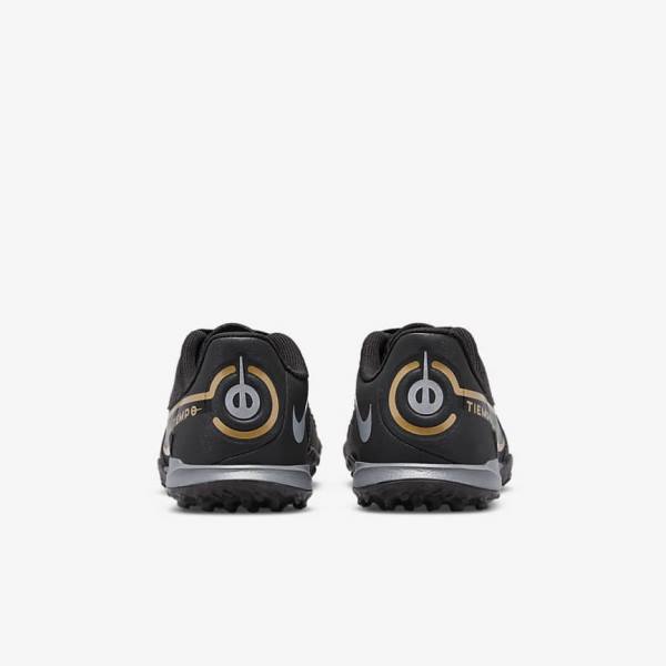 Kids' Nike Jr. Tiempo Legend 9 Academy TF Older Turf Football Shoes Black / Dark Grey / Metal Gold / Black | NK506EMQ