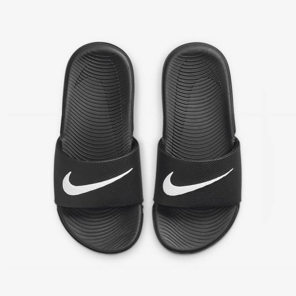 Kids' Nike Kawa Older Slides Black / White | NK912OQG