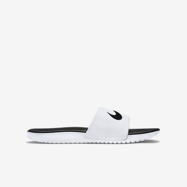 Kids' Nike Kawa Older Slides White / Black | NK846VPJ