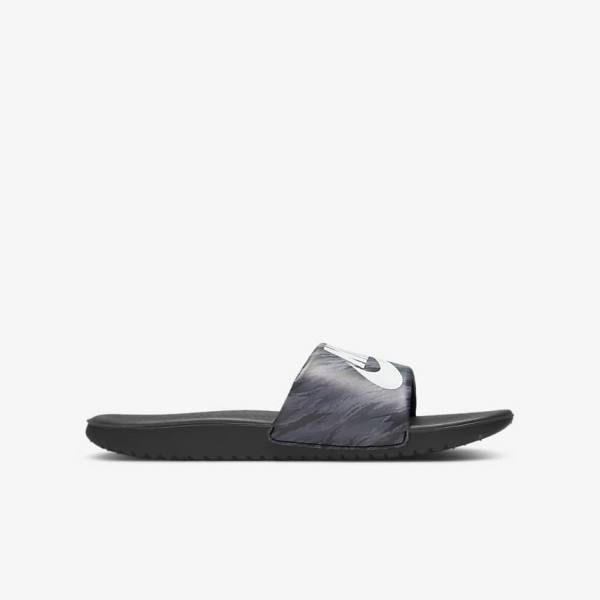 Kids' Nike Kawa SE Older Slides Black / Platinum | NK234ZVX