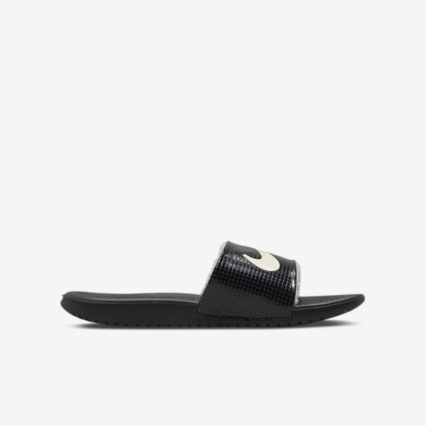 Kids' Nike Kawa SE Older Slides Black | NK390ZYT