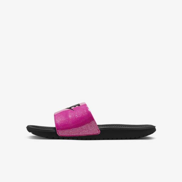 Kids\' Nike Kawa SE Older Slides Black | NK398VTJ