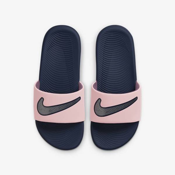 Kids' Nike Kawa SE Older Slides Pink / Navy / Metal Silver | NK390KYC