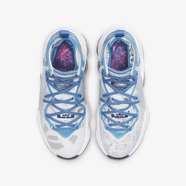 Kids' Nike LeBron 19 Older Basketball Shoes White / Blue | NK194QUK