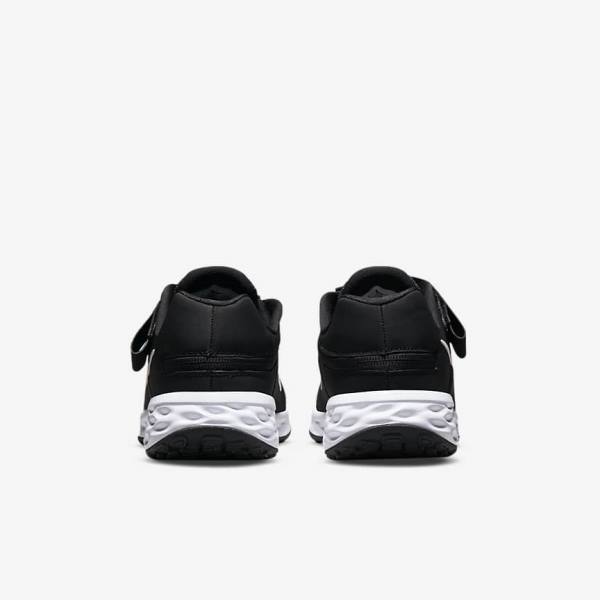 Kids' Nike Revolution 6 FlyEase Older Easy On-Off Road Running Shoes Black / Dark Grey / White | NK167QVJ