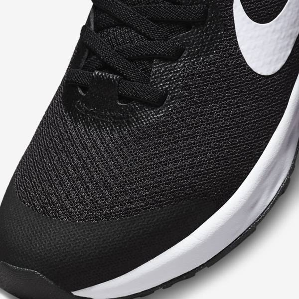 Kids' Nike Revolution 6 FlyEase Older Easy On-Off Road Running Shoes Black / Dark Grey / White | NK167QVJ