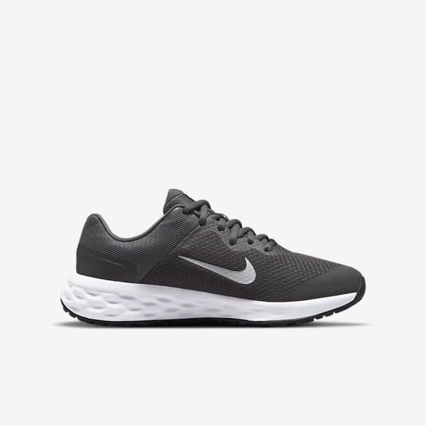 Kids' Nike Revolution 6 Older Road Running Shoes Grey / White | NK046XKZ