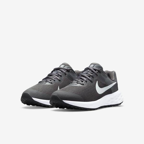 Kids' Nike Revolution 6 Older Road Running Shoes Grey / White | NK046XKZ