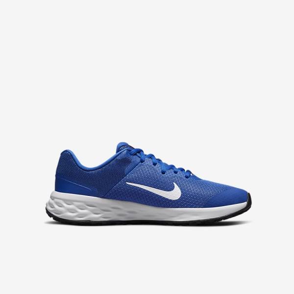 Kids' Nike Revolution 6 Older Road Running Shoes Royal / Black / White | NK540VMZ