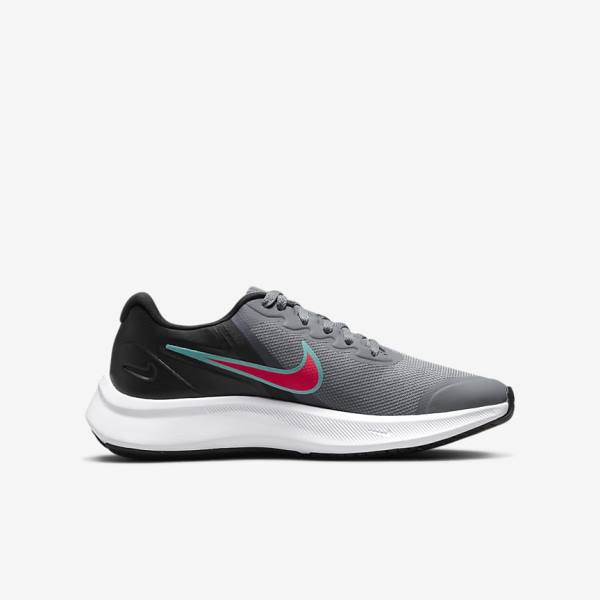 Kids' Nike Star Runner 3 Older Road Running Shoes Grey / Black / Red | NK012BKE