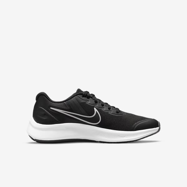 Kids' Nike Star Runner 3 Older Road Running Shoes Black / Dark Grey | NK179LAW