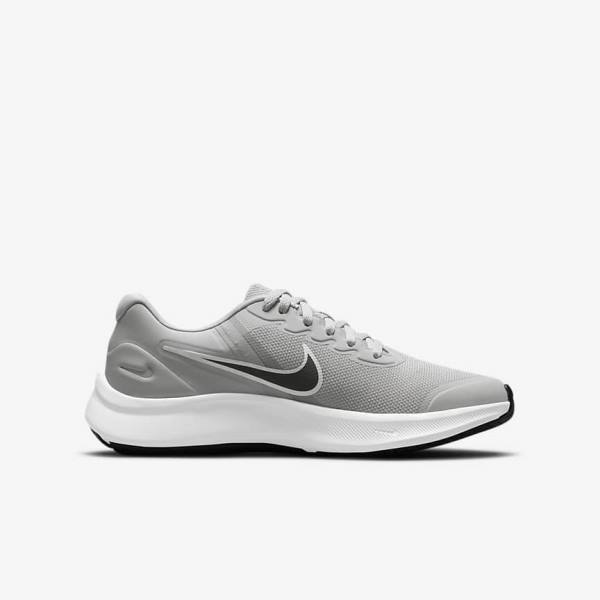 Kids' Nike Star Runner 3 Older Road Running Shoes Light Grey / Black | NK187UCN