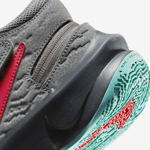 Kids' Nike Team Hustle D 10 FlyEase Older Basketball Shoes Grey / Dark Grey / Turquoise / Red | NK157GQE