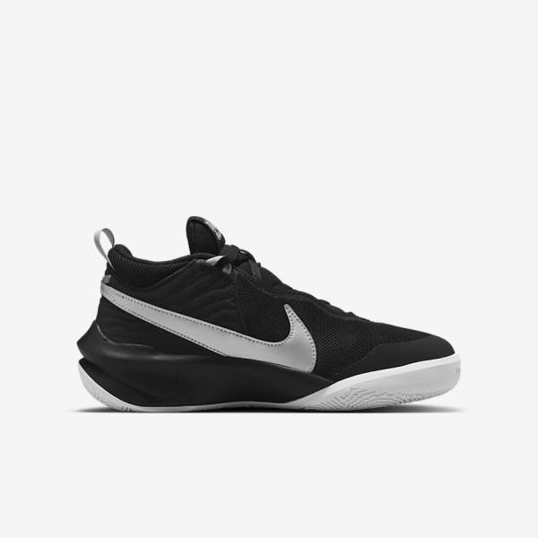 Kids' Nike Team Hustle D 10 Older Basketball Shoes Black / White / Metal Silver | NK756GHV