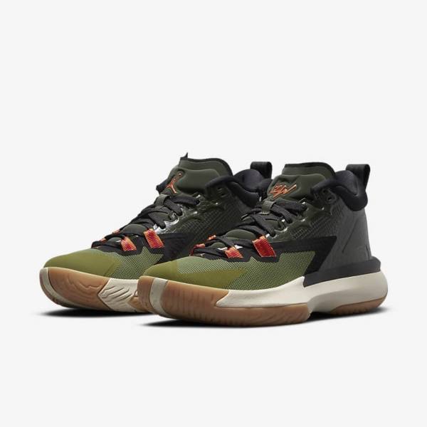 Kids' Nike Zion 1 Older Jordan Shoes Dark Grey Green / Black | NK491LOS