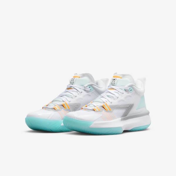 Kids' Nike Zion 1 Older Jordan Shoes White / Orange / Turquoise / Black | NK184VMJ