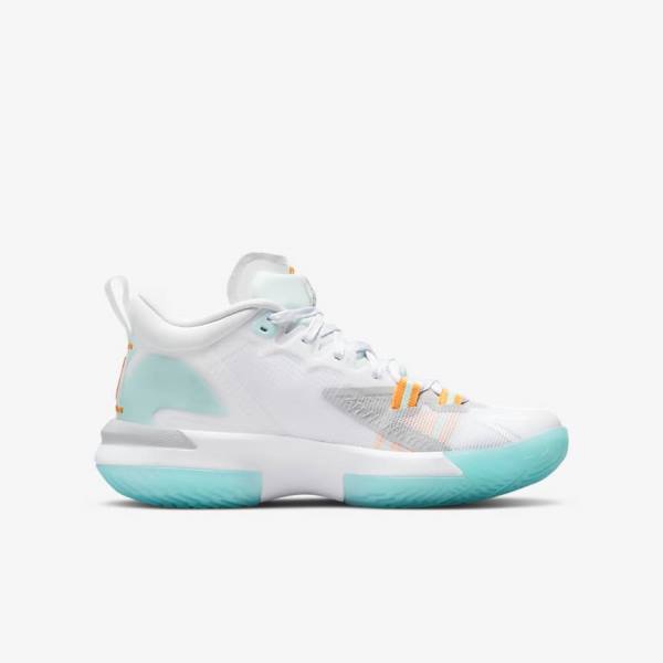 Kids' Nike Zion 1 Older Sneakers White / Orange / Turquoise / Black | NK857CRX