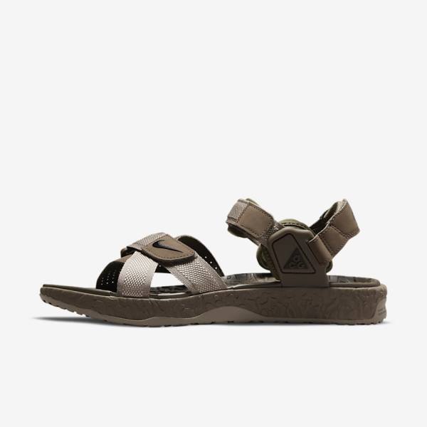 Men\'s Nike ACG Air Deschutz Sandals Khaki / Black | NK605QSI