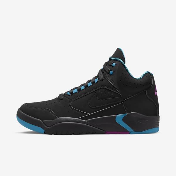 Men\'s Nike Air Flight Lite Mid Sneakers Black / Turquoise / Red Purple / Black | NK293NXR