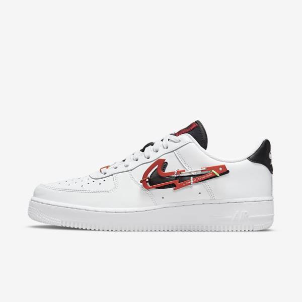 Men\'s Nike Air Force 1 07 Premium Sneakers White / Burgundy / Red / Black | NK873EMJ