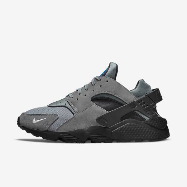 Men\'s Nike Air Huarache Sneakers Grey / Light Blue / Black / Metal Silver | NK356GRE