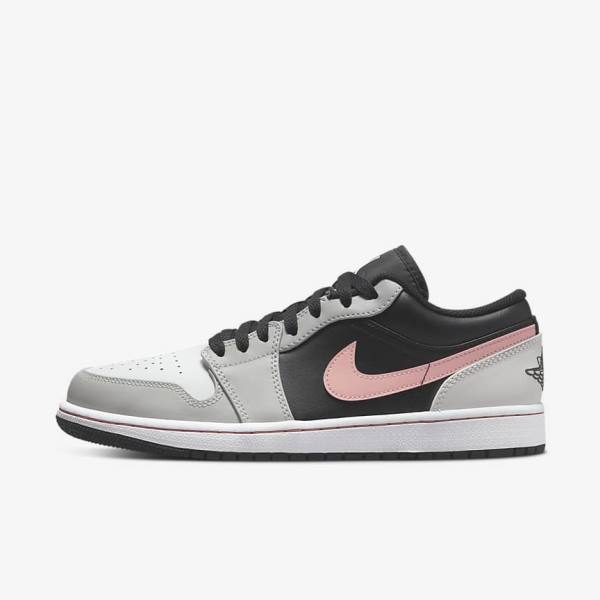 Men\'s Nike Air Jordan 1 Low Sneakers Black / Grey / White / Coral | NK958MGE