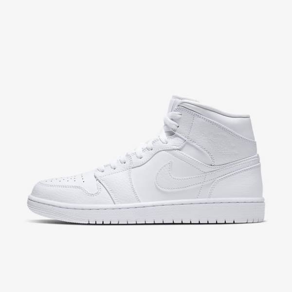 Men\'s Nike Air Jordan 1 Mid Sneakers White | NK024BCR