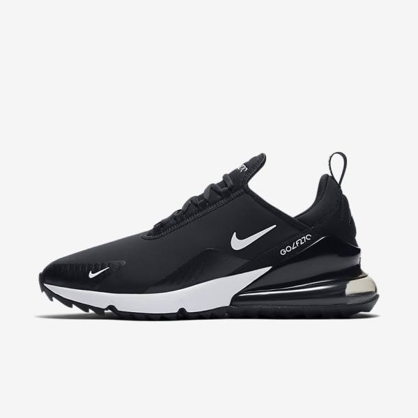 Men\'s Nike Air Max 270 G Golf Shoes Black / White | NK391KAM