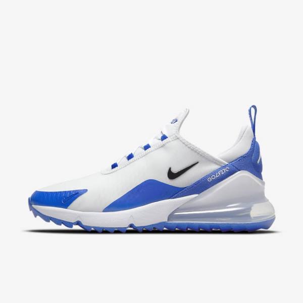 Men\'s Nike Air Max 270 G Golf Shoes White / Blue / Platinum / Black | NK593OXS