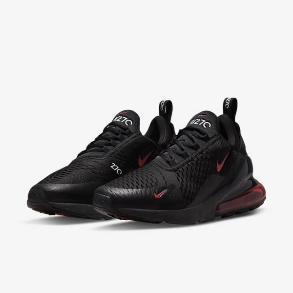 Men's Nike Air Max 270 Sneakers Black / White / Red | NK798FGM