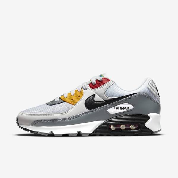 Men\'s Nike Air Max 90 Premium Sneakers White / Grey / Black | NK962EFY