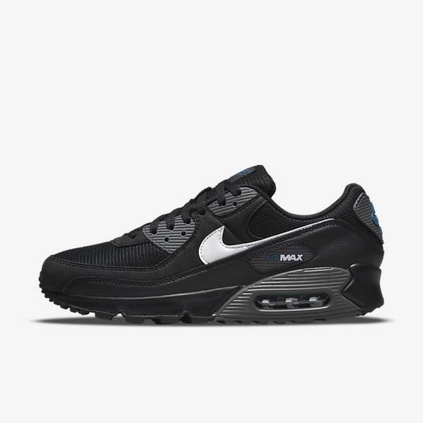 Men\'s Nike Air Max 90 Sneakers Black / Grey / White | NK297CHU