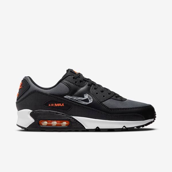 Men's Nike Air Max 90 Sneakers Black / Orange / Grey / White | NK690OIR